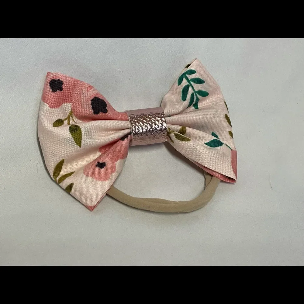 Handmade Floral Bow on stretch headband